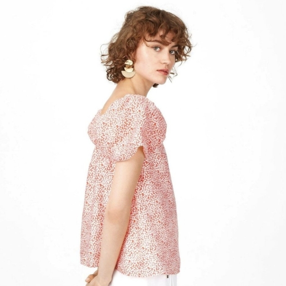 NWOT Club Monaco Malaina puff sleeve red and white floral print blouse - Picture 1 of 6